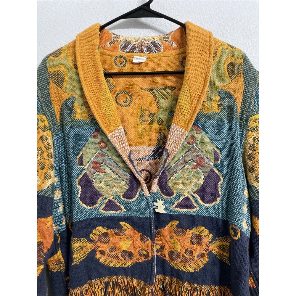 Vintage Sandy Starkman Tropical Fish Fringed Quilt‎ Blazer Size Large - Picture 5 of 5